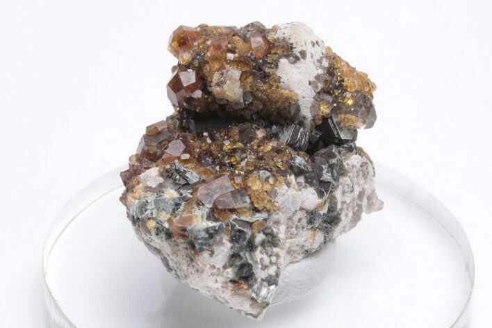 Spessartine Garnets With Smoky Quartz On Feldspar - China #212300